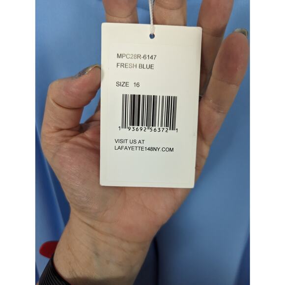 Lafayette 148 Ellis Pleated Finesse Crepe Ankle Pants Fresh Blue Cuffed NWT 16 - Picture 7 of 10